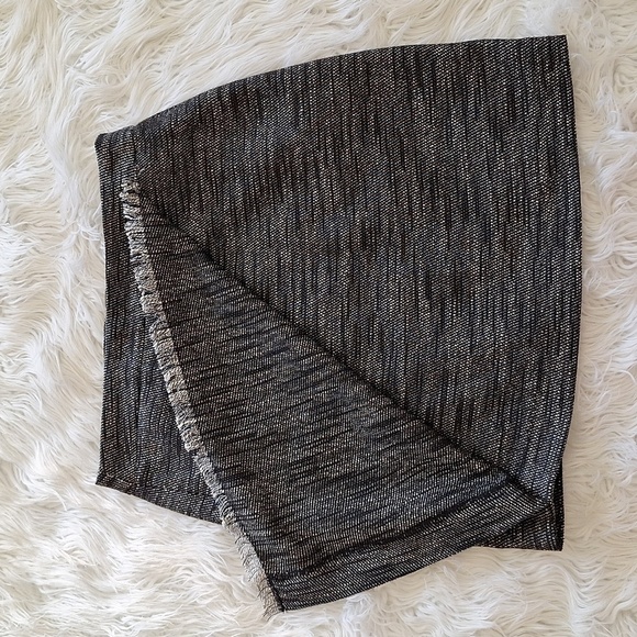LOFT Heather Black and White Tweed Faux Wrap Skirt - Picture 8 of 16